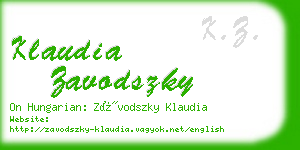 klaudia zavodszky business card